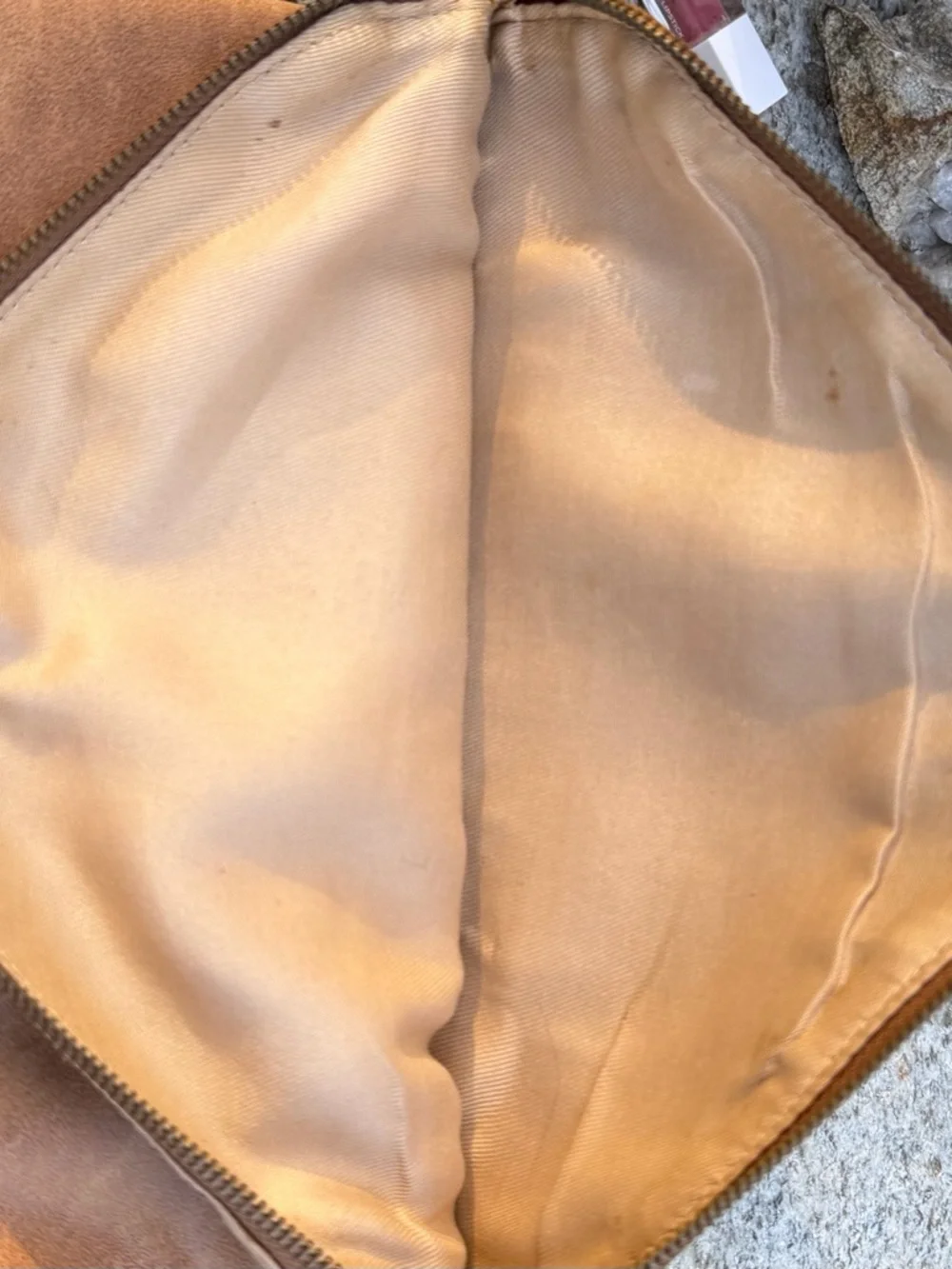 VERY VINTAGE J. Crew Tan Leather Envelope Clutch with Brass Chain